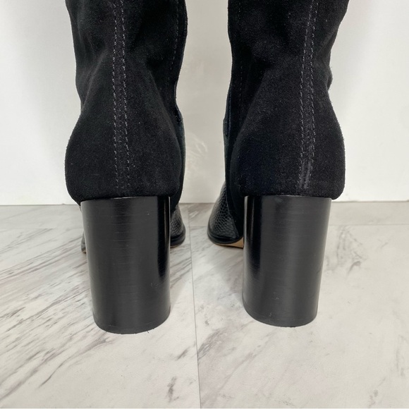 Dolce Vita Fynn Black Suede Crocodile Embossed Leather Heeled Tall Boot 7 1/2 - Picture 4 of 15